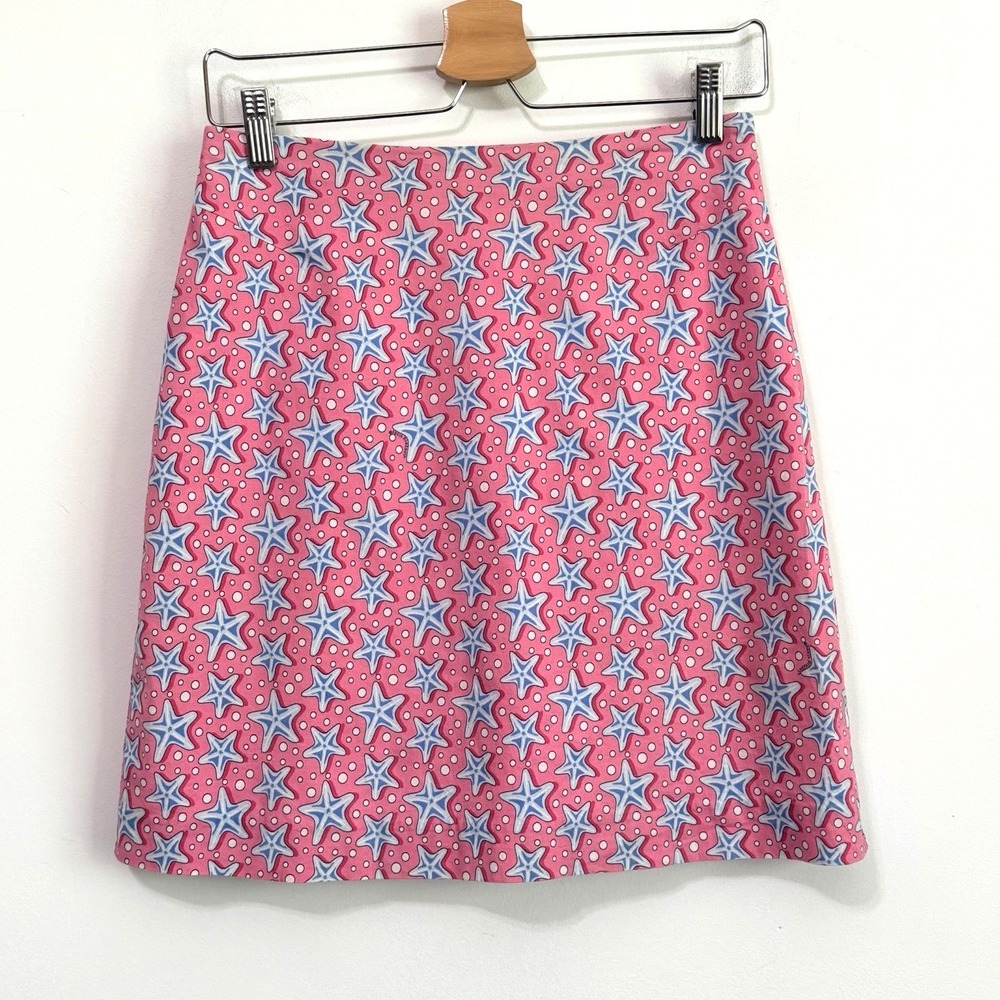 Vineyard Vines Skirt 6 Pink Starfish A Line Short Summer Preppy Vacation Beach‎